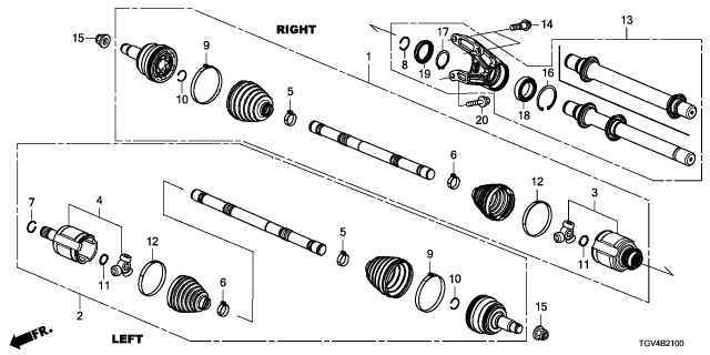 2024 Acura TLX Shaft Assembly , Half Diagram for 44500-TJB-A02