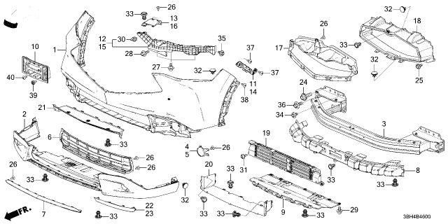 2025 Acura ADX GRILLE, FR. BUMPER Diagram for 71151-3BH-A01