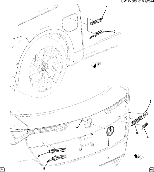 2024 Acura ZDX PLATE ASM- R. *150Z* Diagram for 86596933