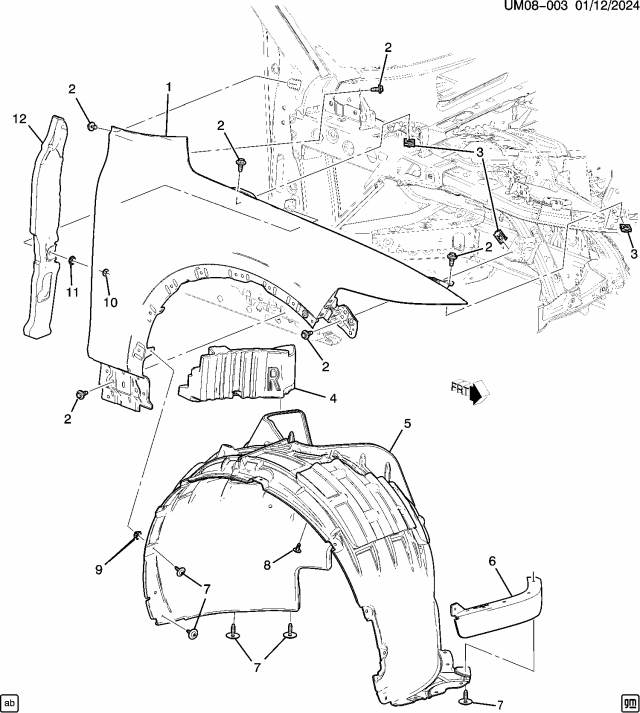 2024 Acura ZDX FENDER, R. FR. Diagram for 85015477