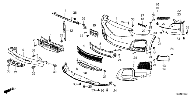 2025 Acura MDX GRILLE, FR. BUMPER Diagram for 71105-TYB-A60