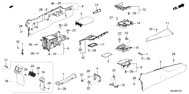 2025 Acura ADX HOLDER, CUP *NH900L* Diagram for 83411-3BH-A01ZA