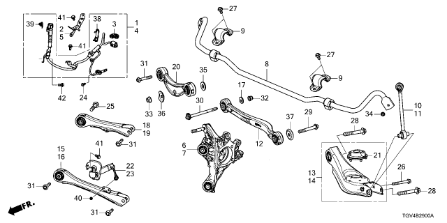2022 Acura TLX Arm Component, Rear B Diagram for 52530-TGV-A50