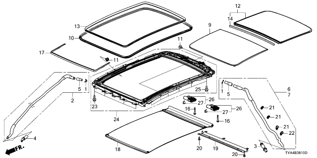 2024 Acura MDX FRAME KIT, SUNROOF Diagram for 06701-TYA-315