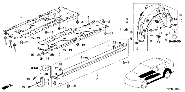 2022 Acura TLX Garnish, Right Yr651P Diagram for 71800-TGV-A01ZA