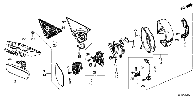 2022 Acura RDX Mirror LH-R B588P Diagram for 76200-TJB-C43ZJ