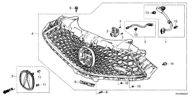 2024 Acura TLX GRILLE ASSY., FR. Diagram for 71120-TGZ-A50