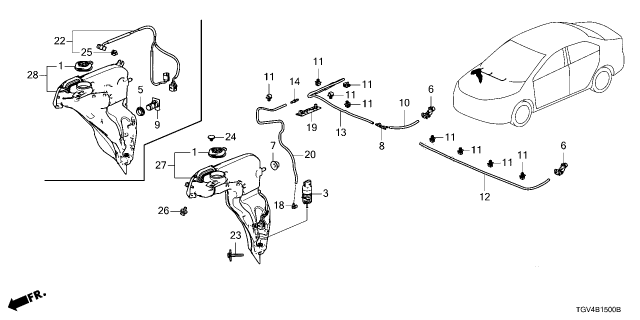 2022 Acura TLX TANK, WASHER (2.5L) Diagram for 76850-TGV-A01