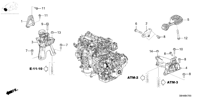 2025 Acura ADX RUBBER, TRANS MTG Diagram for 50850-3BH-A11