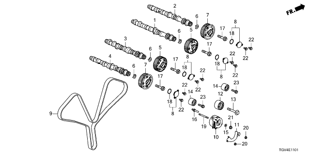 2024 Acura TLX Camshaft Component, Intake Right Diagram for 14210-6S9-A01