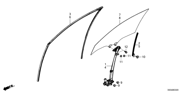 2023 Acura Integra Regulator, Left Front Dr Diagram for 72250-T20-A01
