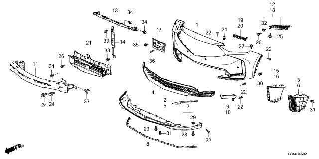 2025 Acura MDX GRILLE, FR. BUMPER Diagram for 71105-TYA-A50