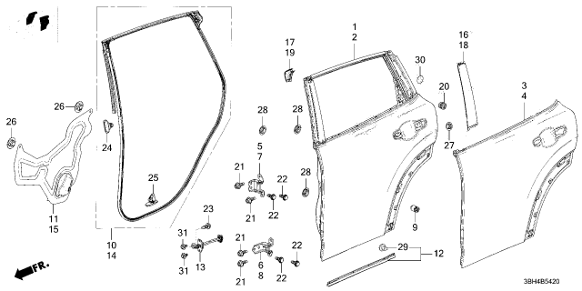 2025 Acura ADX SEAL, RR. DR (LOWER) Diagram for 72828-3BH-A01