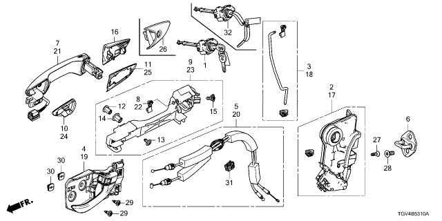2025 Acura TLX CYLINDER, L. DOOR Diagram for 04921-TGV-A01