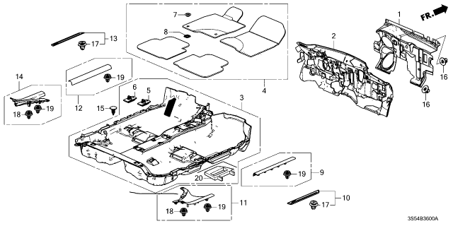 2023 Acura Integra Insulator, Dashboard Diagram for 74251-T20-A00