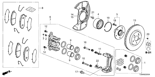 2022 Acura RDX Pad Set, Front Diagram for 45022-TJB-A04