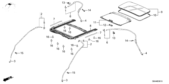 2025 Acura ADX FRAME, SUNROOF Diagram for 70100-3W0-A01
