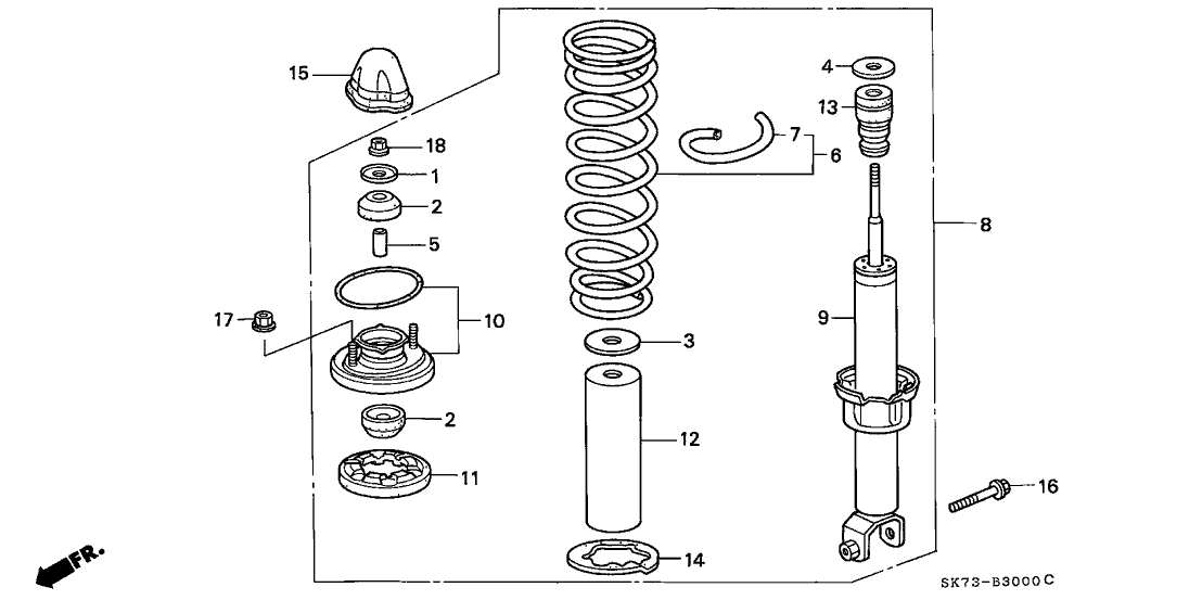 1990 Acura Integra 3 Door LS KL 4AT Rear Shock Absorber