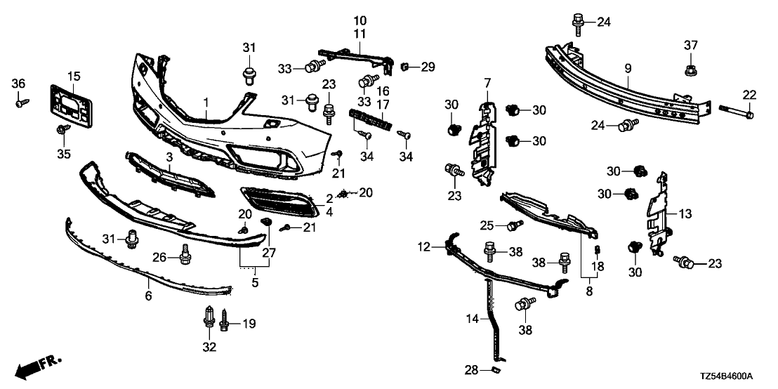2014 Acura MDX 5 Door BASE KA 6AT Front Bumper