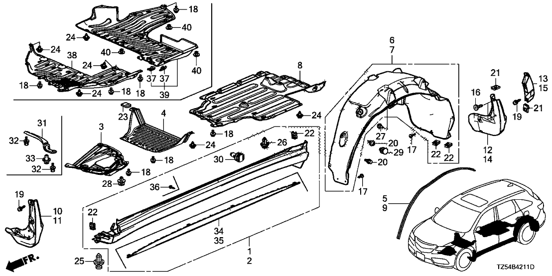 2017 Acura MDX 5 Door TECH KA 9AT Side Sill Garnish