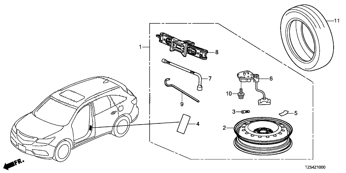 2014 Acura MDX 5 Door BASE KA 6AT Temporary Wheel Kit