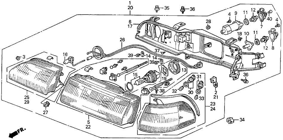 1992 Acura Integra 4 Door RS KA 4AT Headlight