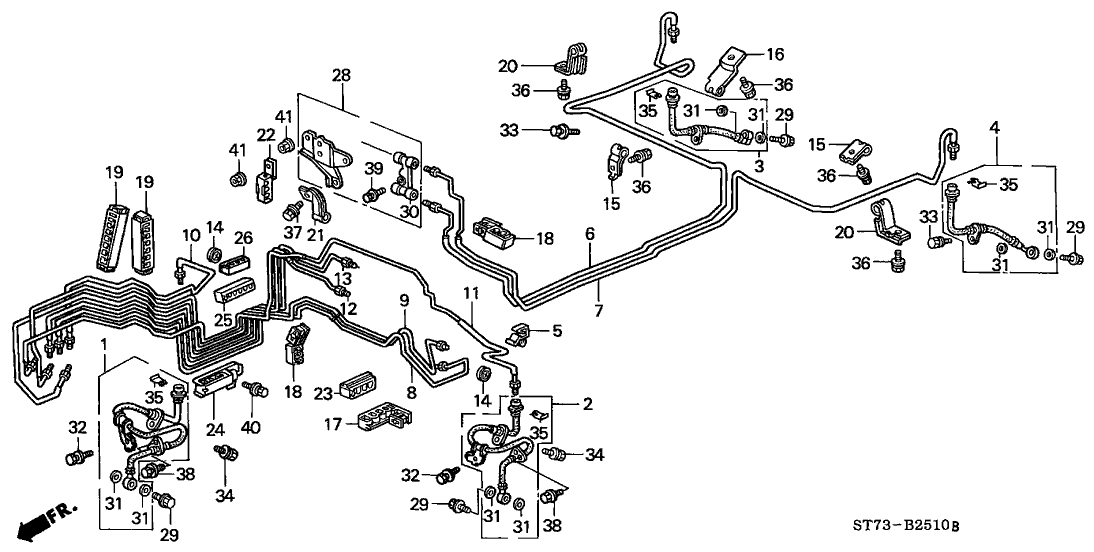 01466S04900 Genuine Acura Hose Set, R. RR. Brake