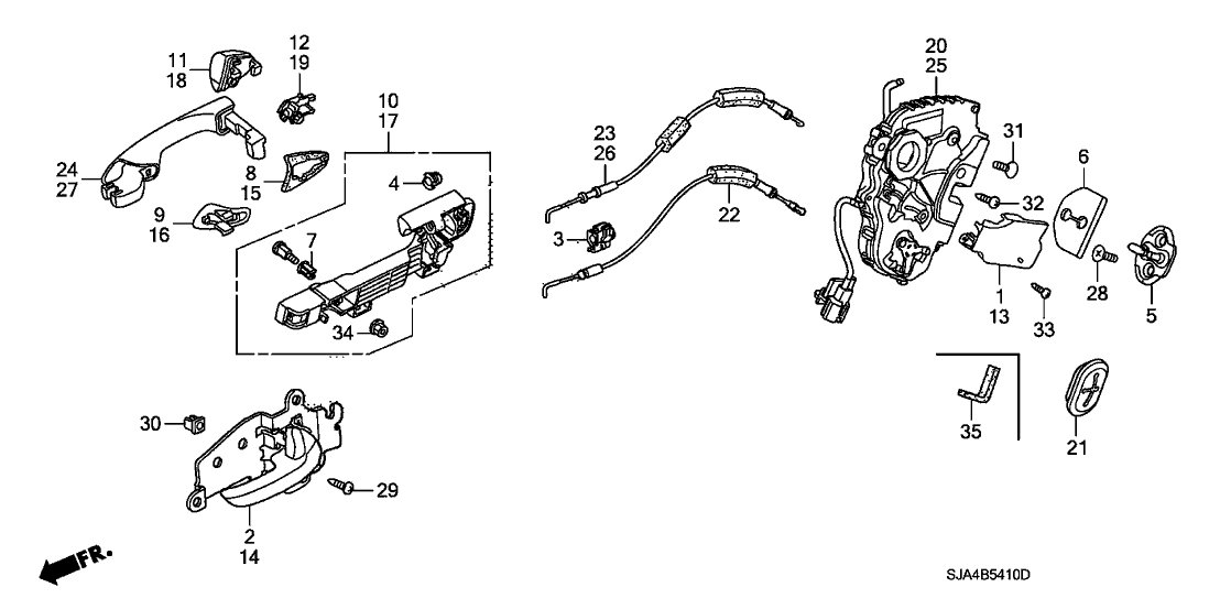 2012 Acura RL 4 Door RL-H KA 6AT Rear Door Locks - Outer Handle