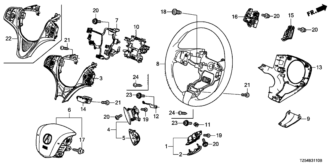 2014 Acura MDX 5 Door BASE KA 6AT Steering Wheel (SRS)