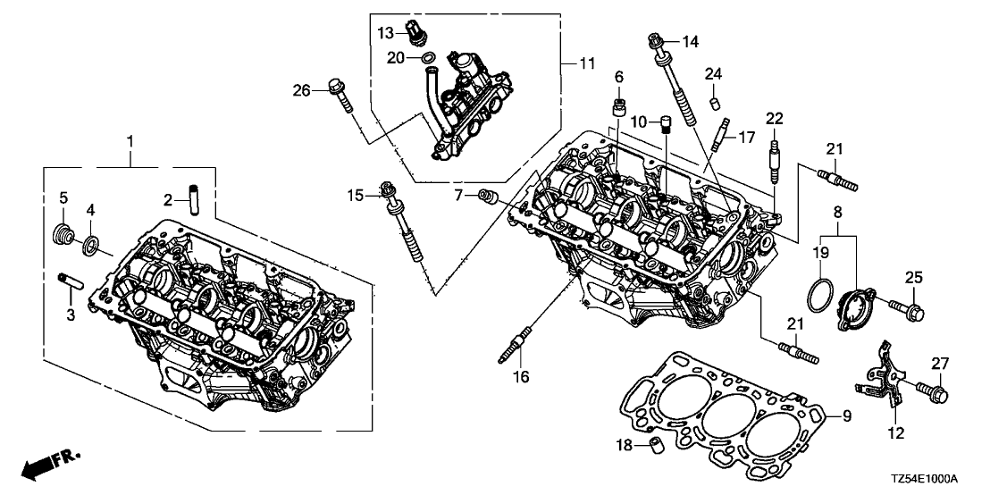 2016 Acura MDX 5 Door BASE (SH-AWD) KA 9AT Front Cylinder Head (3.5L)