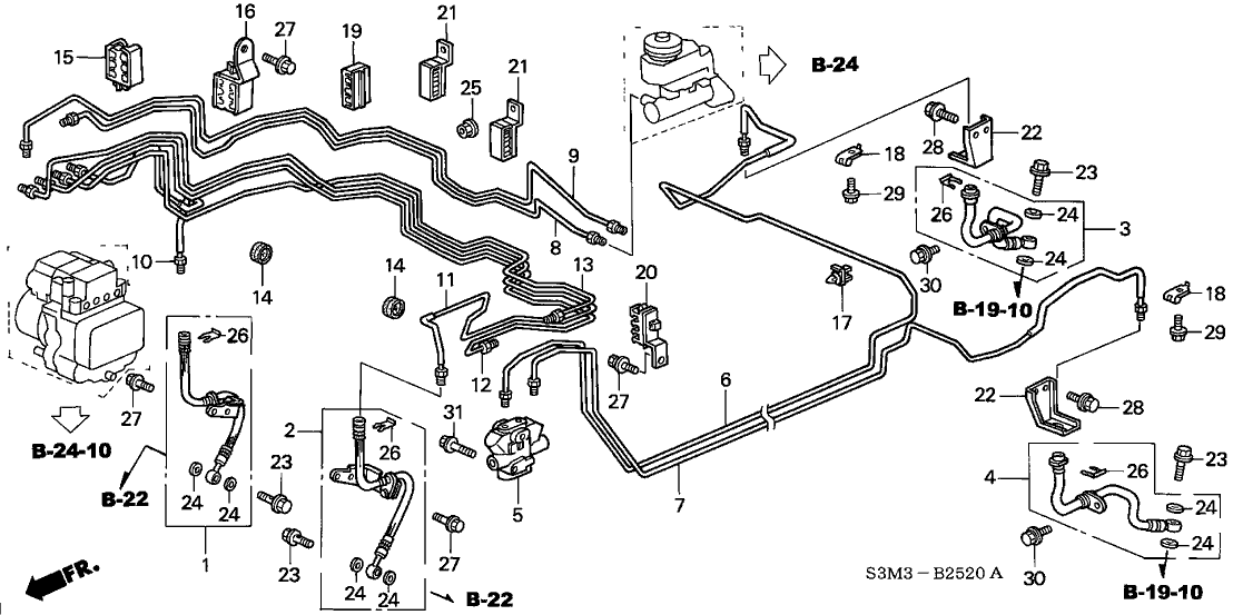 2002 Acura CL 2 Door SPORT KA 5AT Brake Lines (VSA)