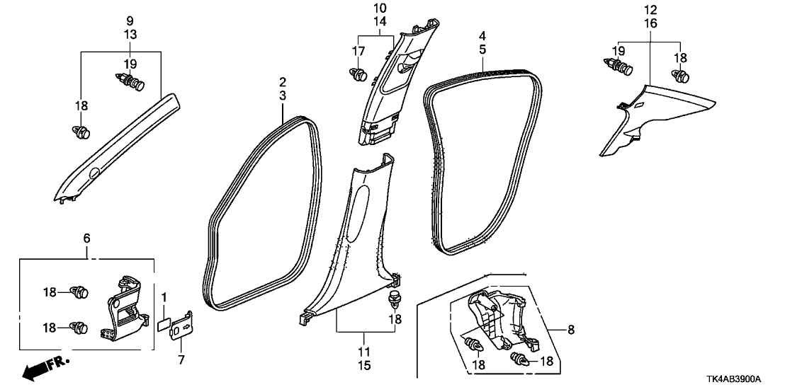 2014 Acura TL 4 Door BASE (3.5) KA 6AT Pillar Garnish