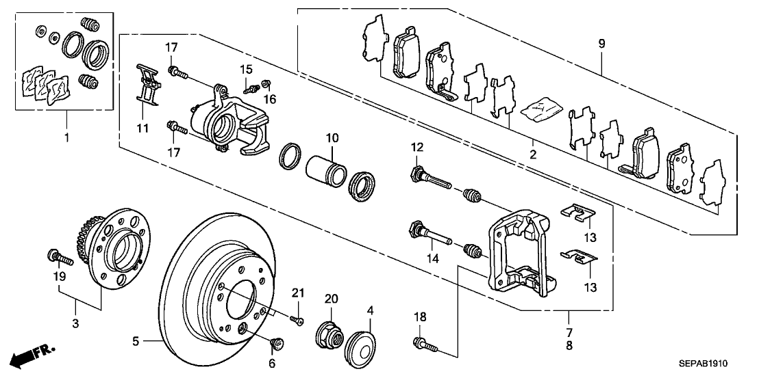 2008 Acura TL 4 Door BASE KA 5AT Rear Brake