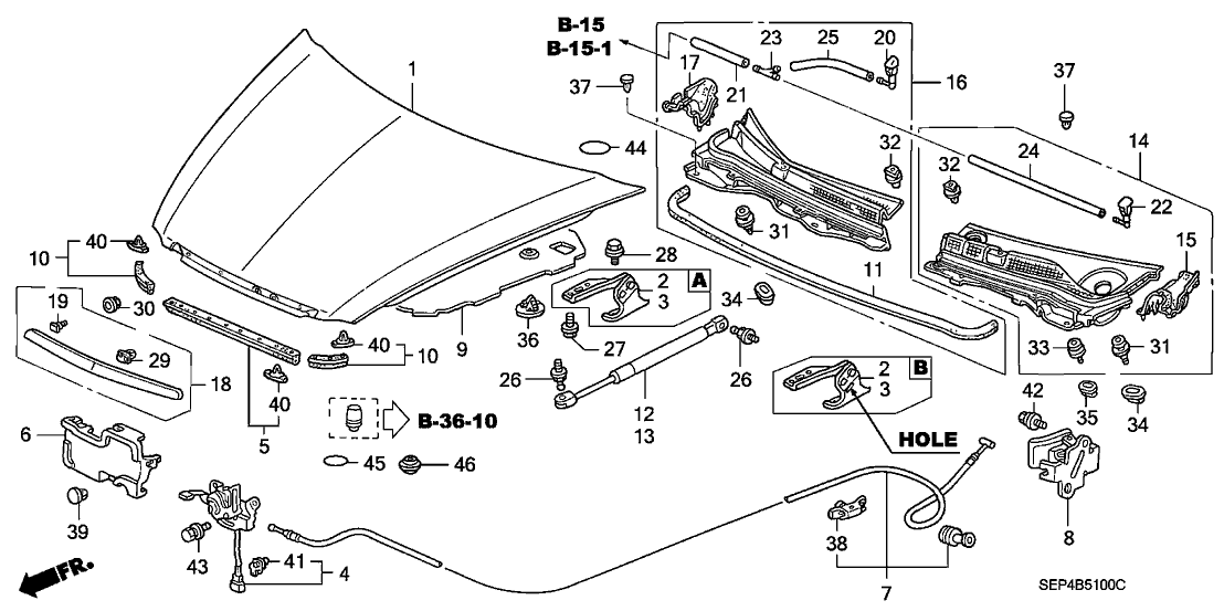 2005 Acura TL 4 Door BASE KA 5AT Engine Hood