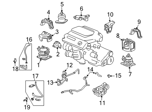Rubber Assembly, Engine Side Mounting Diagram for 50820-SJA-E01