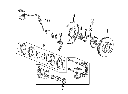 Left Front (Reman) Caliper Sub-Assembly Diagram for 06453-S0K-505RM