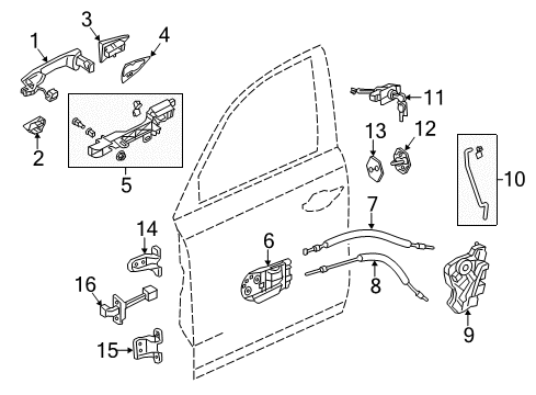 Right Front Handle Diagram for 72141-TZ5-A11