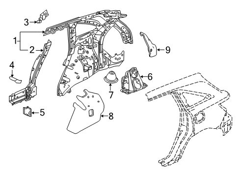 Insulator, Left Rear Diagram for 74673-TZ5-A00