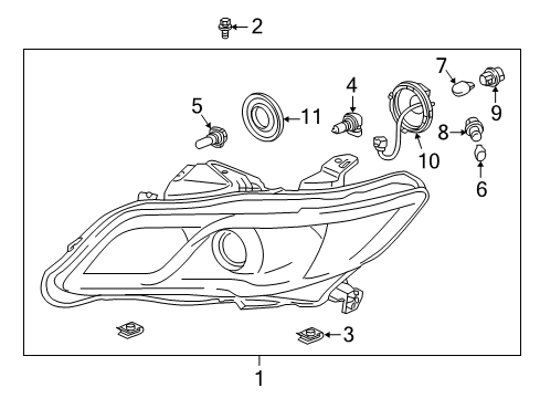 Right Headlight Assembly Diagram for 33100-TX4-A11