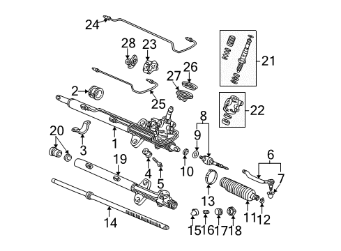 Power Steering Rack Assembly (Reman) Diagram for 06536-S0K-505RM
