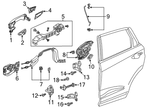 2022 Acura MDX Cable Assembly , Right Rear Diagram for 72634-TYA-A02