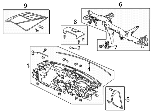 2022 Acura TLX Cluster & Switches, Instrument Panel Diagram 1