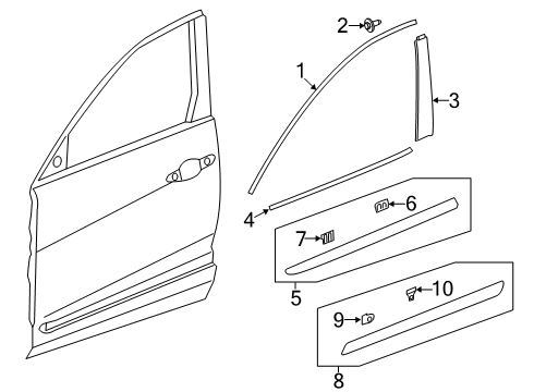 2022 Acura RDX Exterior Trim - Front Door Diagram