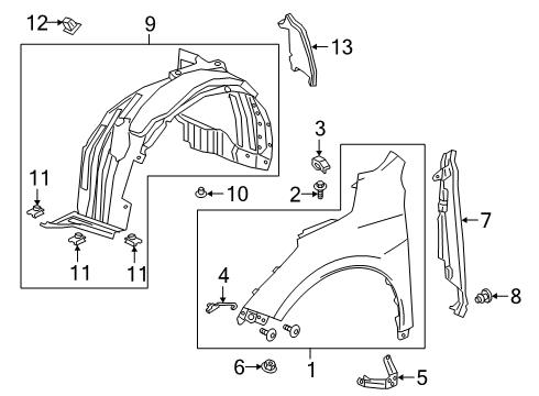 2022 Acura RDX Fender & Components Diagram