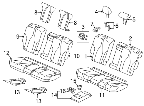 2022 Acura RDX Rear Seat Components Diagram 1