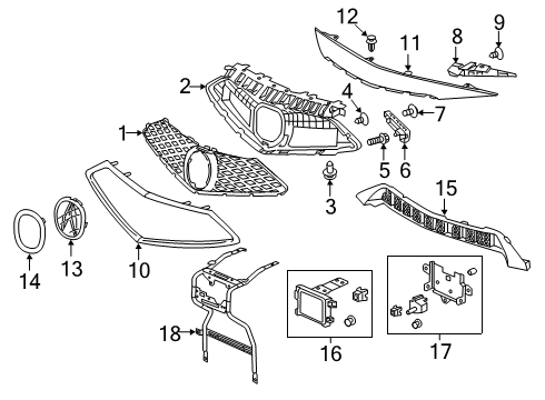 2022 Acura ILX Grille & Components Diagram
