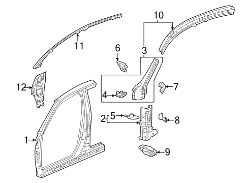2024 Acura Integra Aperture Panel, Hinge Pillar Diagram 1