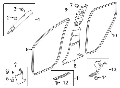 2022 Acura RDX Interior Trim - Pillars Diagram