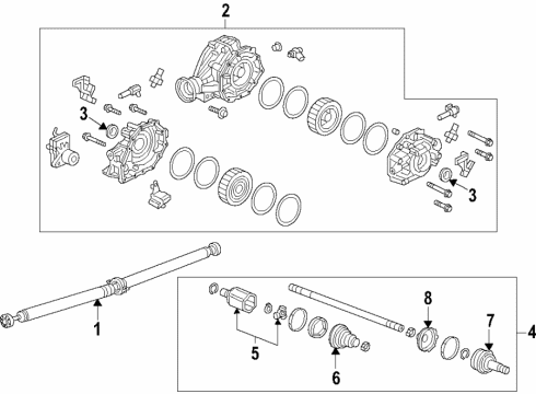 2022 Acura RDX Rear Axle, Axle Shafts & Joints, Differential, Drive Axles, Propeller Shaft Diagram