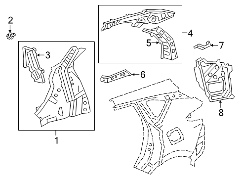 2022 Acura RDX Inner Structure - Quarter Panel Diagram
